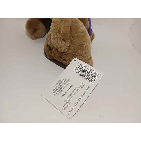 Hallmark Love and Kissing Bear Magnetic Nose Self Fastening Hands Purple Overall - Picture 10 of 10